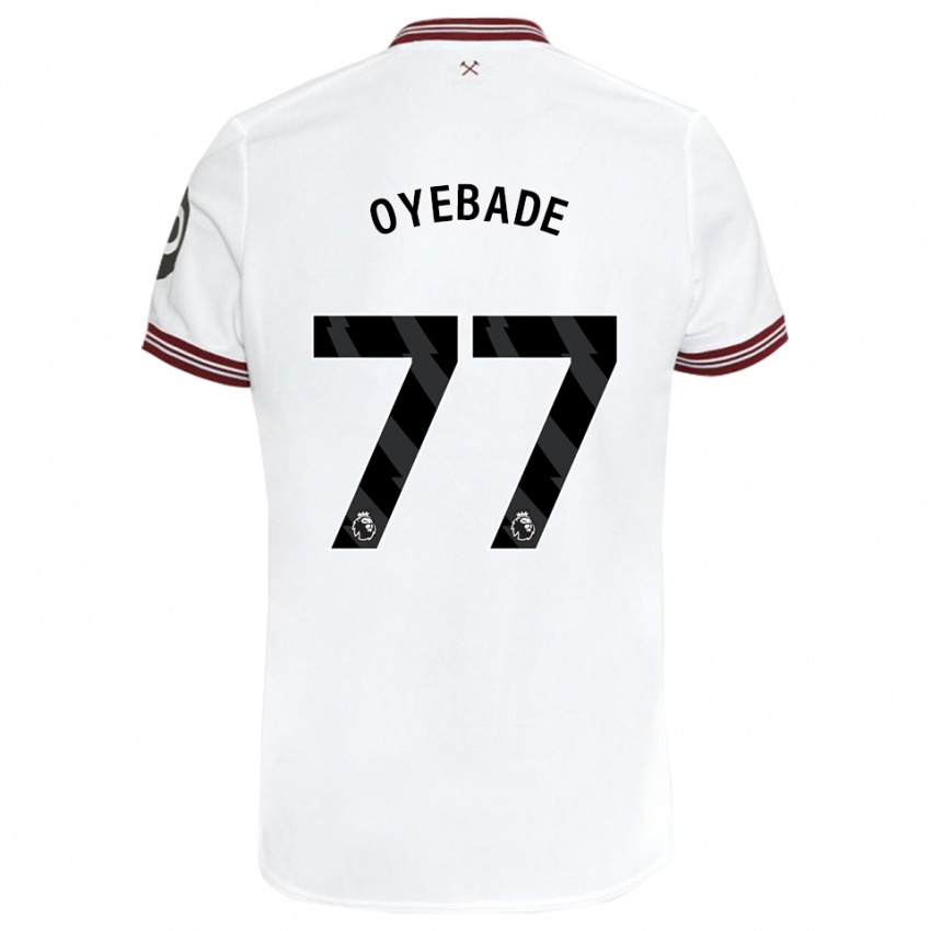 Enfant Maillot Rayan Oyebade #77 Blanc Tenues Extérieur 2023/24 T-Shirt Belgique
