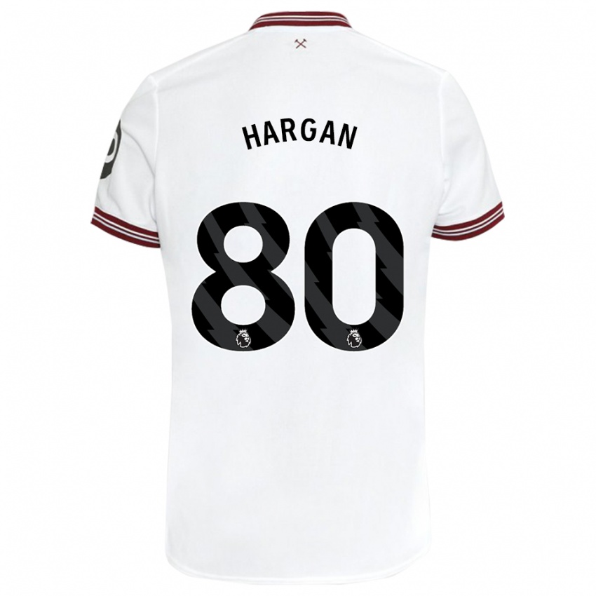 Enfant Maillot Riley Hargan #80 Blanc Tenues Extérieur 2023/24 T-Shirt Belgique