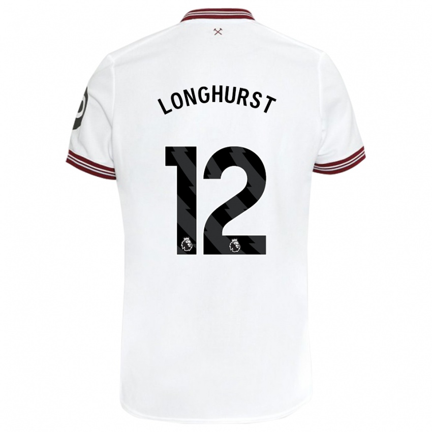 Enfant Maillot Kate Longhurst #12 Blanc Tenues Extérieur 2023/24 T-Shirt Belgique