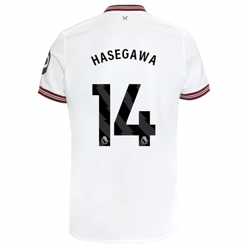 Kinder Yui Hasegawa #14 Weiß Auswärtstrikot Trikot 2023/24 T-Shirt Belgien