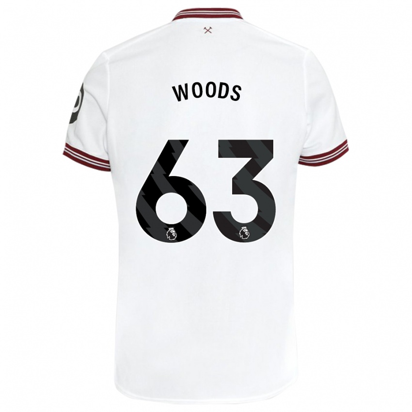 Enfant Maillot Archie Woods #63 Blanc Tenues Extérieur 2023/24 T-Shirt Belgique