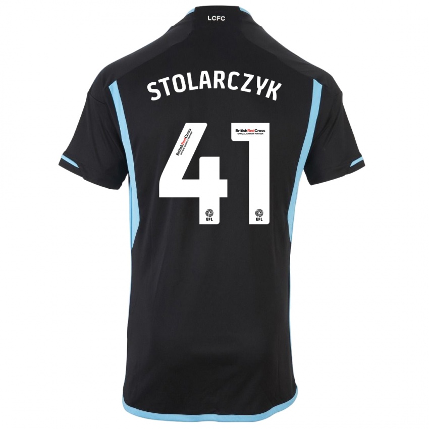Kinder Jakub Stolarczyk #41 Schwarz Auswärtstrikot Trikot 2023/24 T-Shirt Belgien