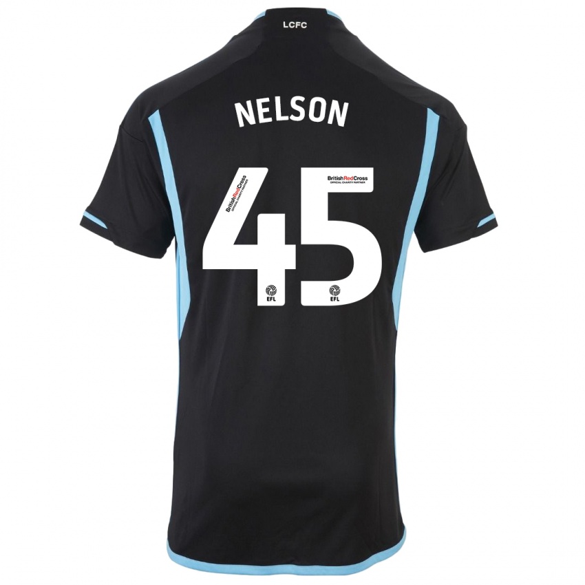 Kinder Ben Nelson #45 Schwarz Auswärtstrikot Trikot 2023/24 T-Shirt Belgien