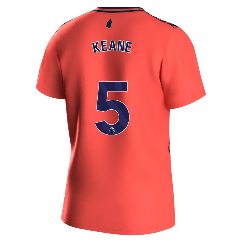 Kinder Michael Keane #5 Koralle Auswärtstrikot Trikot 2023/24 T-Shirt Belgien