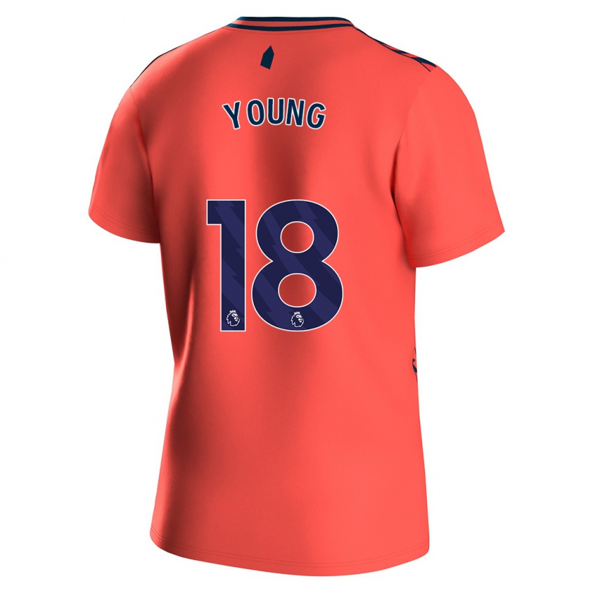 Kinder Ashley Young #18 Koralle Auswärtstrikot Trikot 2023/24 T-Shirt Belgien