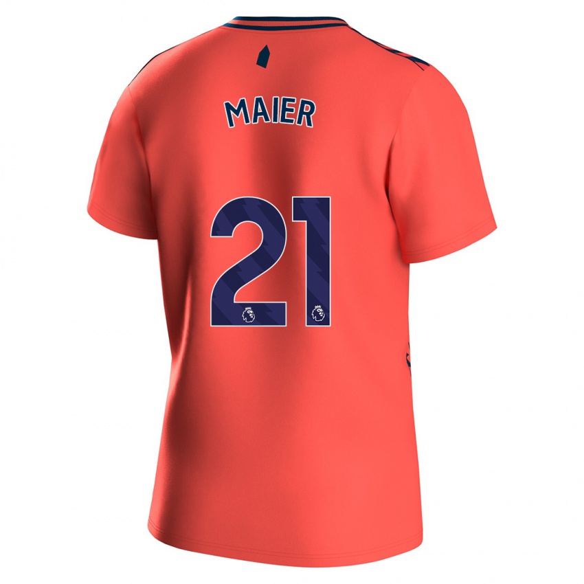 Kinder Leonie Maier #21 Koralle Auswärtstrikot Trikot 2023/24 T-Shirt Belgien