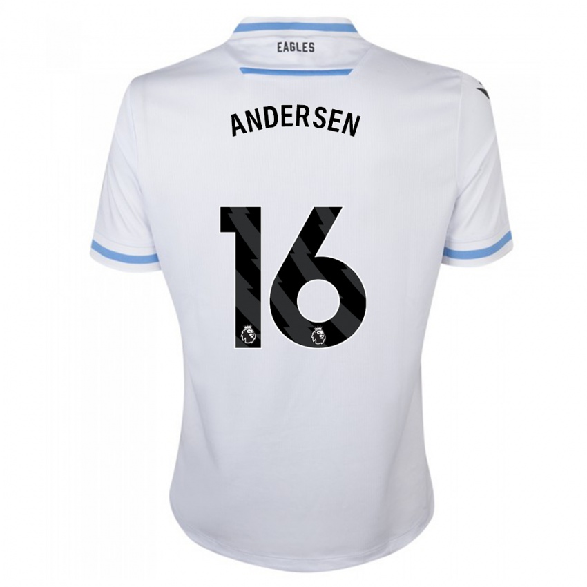 Kinder Joachim Andersen #16 Weiß Auswärtstrikot Trikot 2023/24 T-Shirt Belgien