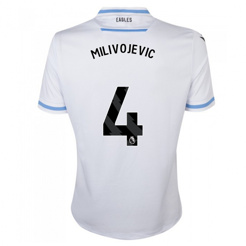 Enfant Maillot Luka Milivojevic #4 Blanc Tenues Extérieur 2023/24 T-Shirt Belgique