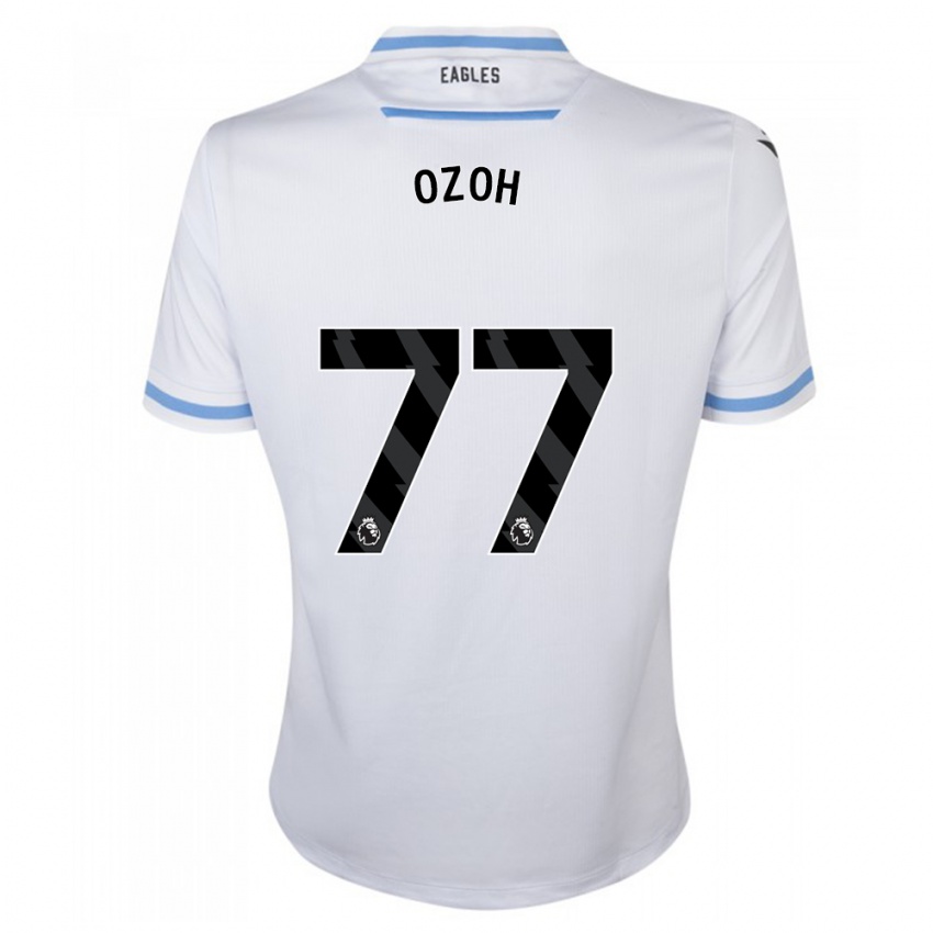 Enfant Maillot David Ozoh #77 Blanc Tenues Extérieur 2023/24 T-Shirt Belgique