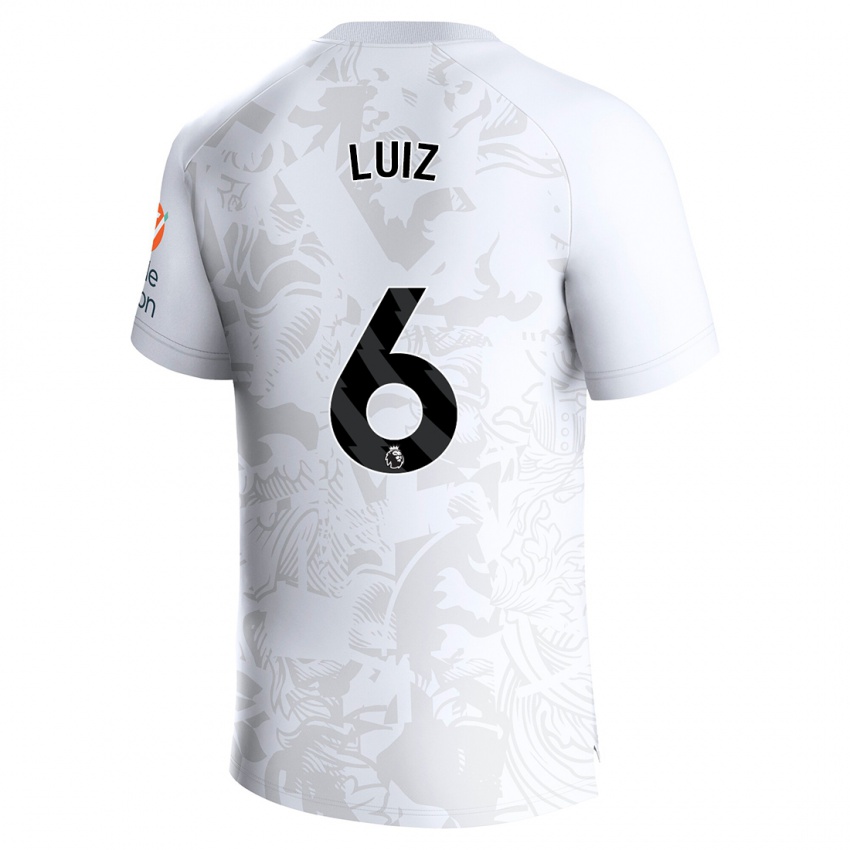 Kinder Douglas Luiz #6 Weiß Auswärtstrikot Trikot 2023/24 T-Shirt Belgien