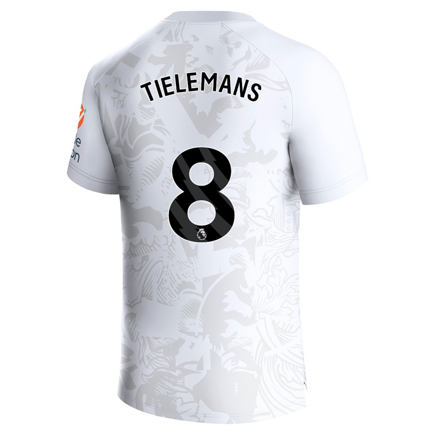 Kinder Youri Tielemans #8 Weiß Auswärtstrikot Trikot 2023/24 T-Shirt Belgien
