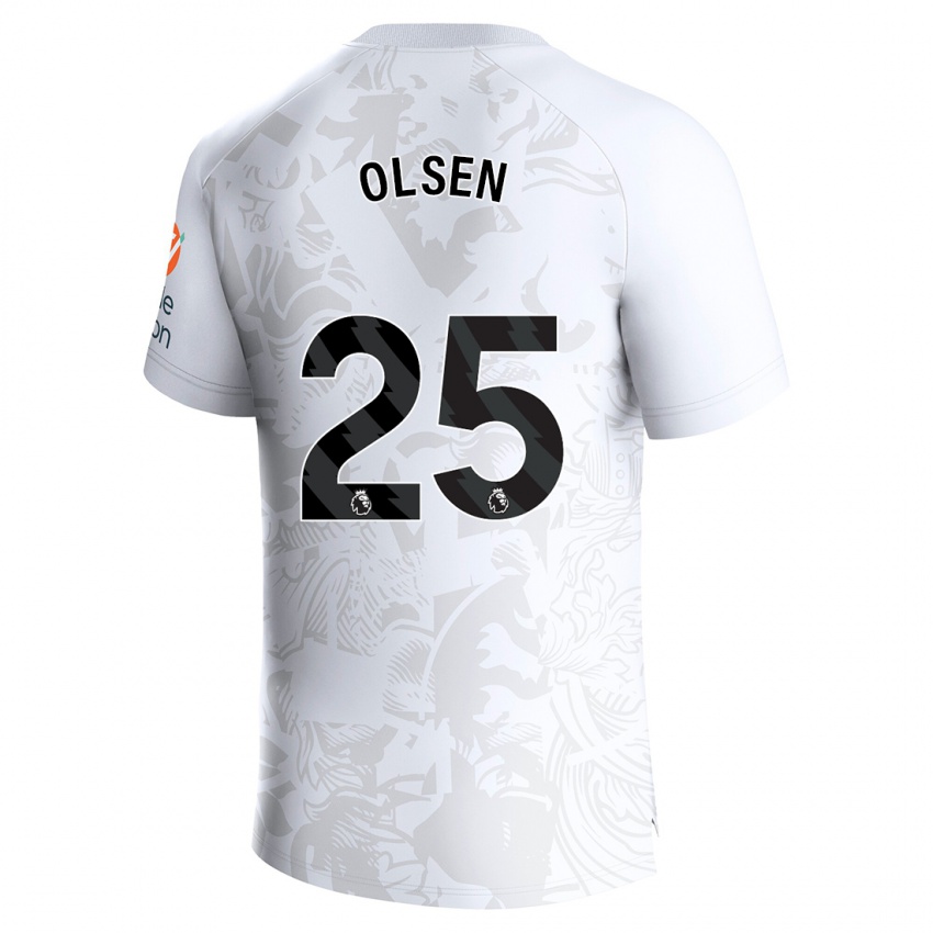 Kinder Robin Olsen #25 Weiß Auswärtstrikot Trikot 2023/24 T-Shirt Belgien
