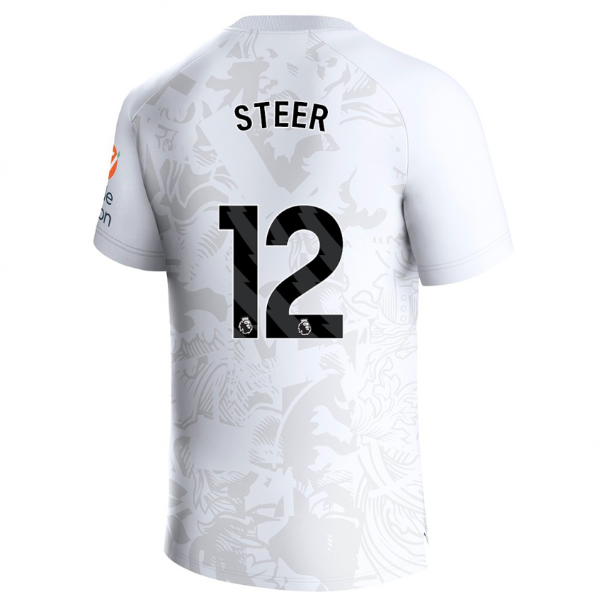 Kinderen Jed Steer #12 Wit Uitshirt Uittenue 2023/24 T-Shirt België