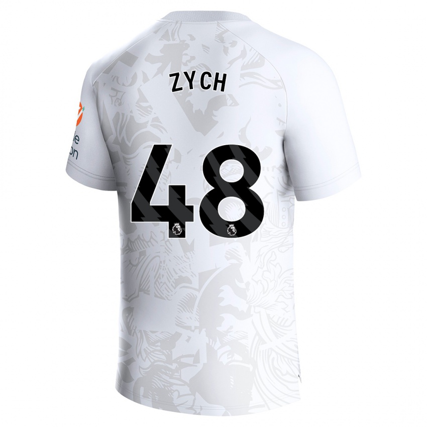Kinder Oliwier Zych #48 Weiß Auswärtstrikot Trikot 2023/24 T-Shirt Belgien