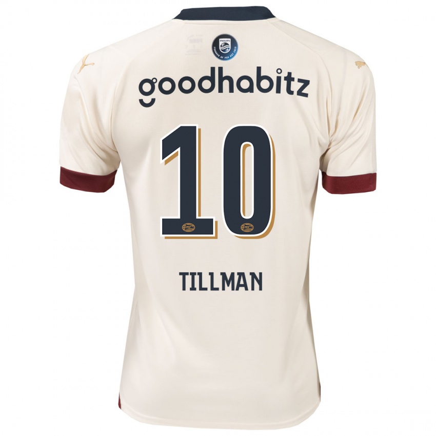 Kinder Malik Tillman #10 Cremefarben Auswärtstrikot Trikot 2023/24 T-Shirt Belgien