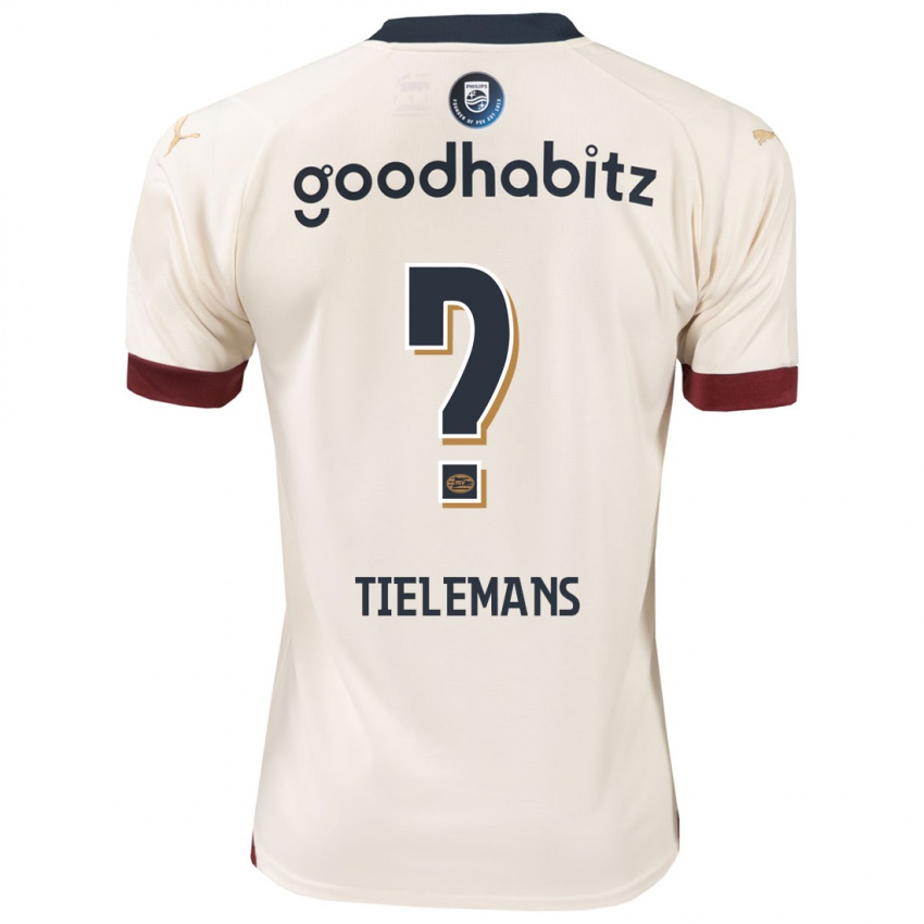 Enfant Maillot Mathijs Tielemans #0 Blanc Cassé Tenues Extérieur 2023/24 T-Shirt Belgique