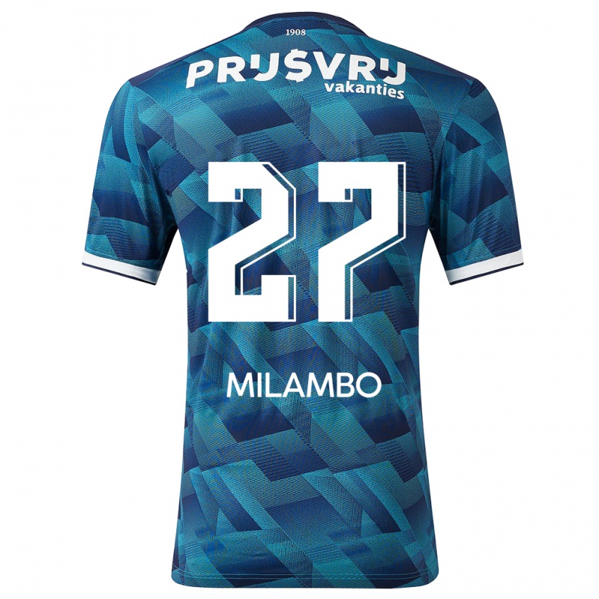 Kinder Antoni Milambo #27 Blau Auswärtstrikot Trikot 2023/24 T-Shirt Belgien