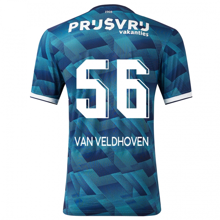 Kinderen Kars Van Veldhoven #56 Blauw Uitshirt Uittenue 2023/24 T-Shirt België