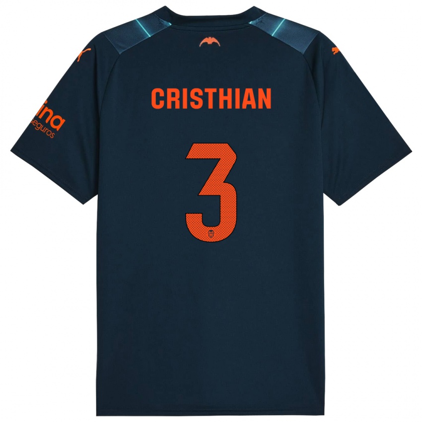 Kinderen Cristhian Mosquera #3 Marineblauw Uitshirt Uittenue 2023/24 T-Shirt België