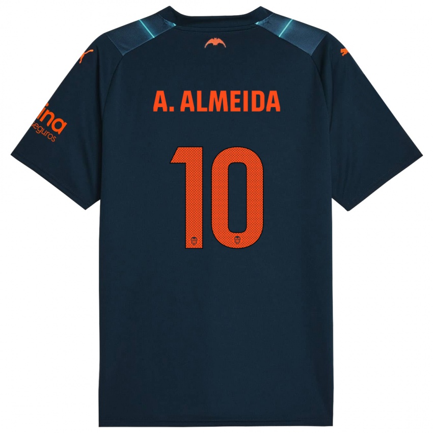 Kinder André Almeida #10 Marineblau Auswärtstrikot Trikot 2023/24 T-Shirt Belgien