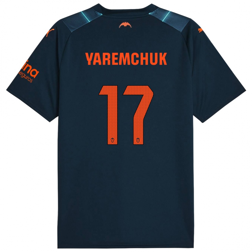 Kinder Roman Yaremchuk #17 Marineblau Auswärtstrikot Trikot 2023/24 T-Shirt Belgien