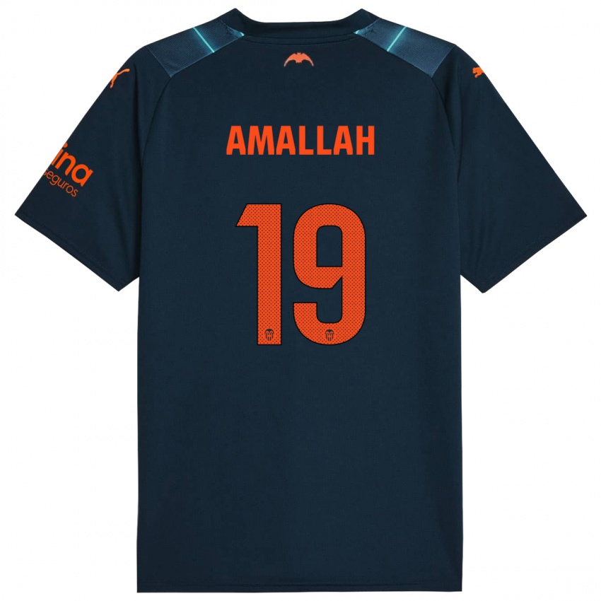 Enfant Maillot Selim Amallah #19 Bleu Marin Tenues Extérieur 2023/24 T-Shirt Belgique