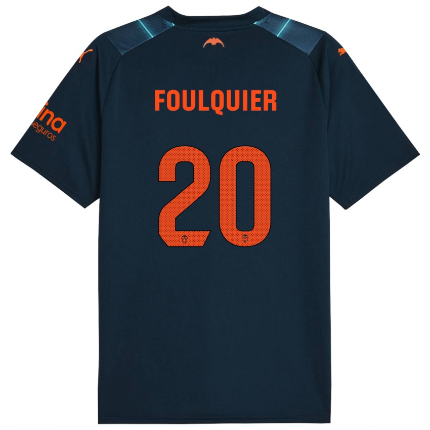 Kinder Dimitri Foulquier #20 Marineblau Auswärtstrikot Trikot 2023/24 T-Shirt Belgien