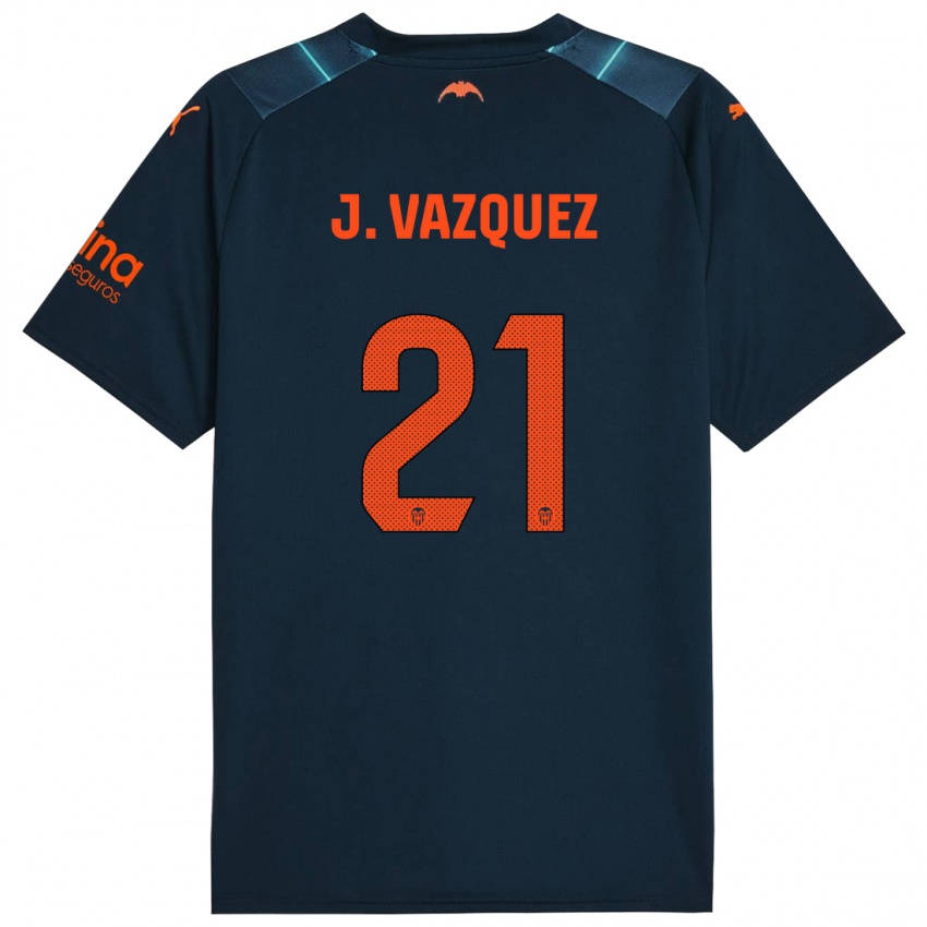 Kinder Jesús Vázquez #21 Marineblau Auswärtstrikot Trikot 2023/24 T-Shirt Belgien
