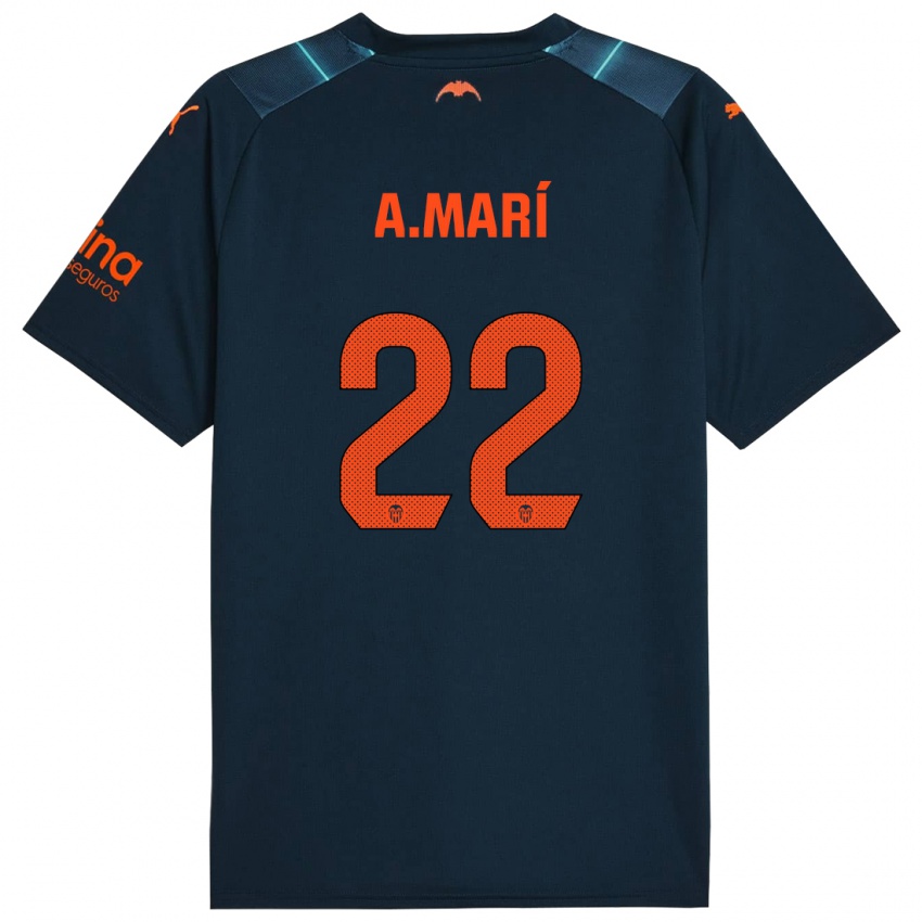 Kinder Alberto Marí #22 Marineblau Auswärtstrikot Trikot 2023/24 T-Shirt Belgien
