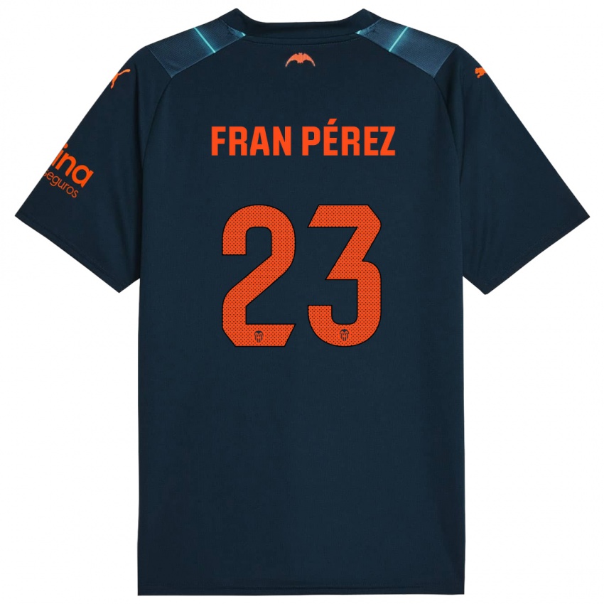 Kinder Fran Pérez #23 Marineblau Auswärtstrikot Trikot 2023/24 T-Shirt Belgien