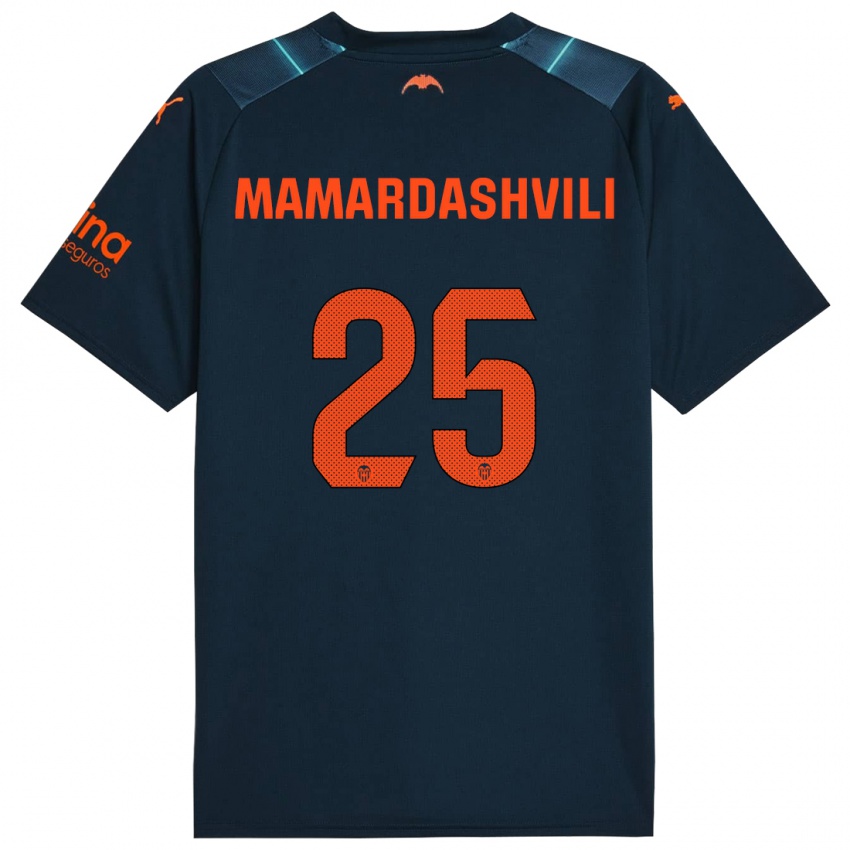 Kinder Giorgi Mamardashvili #25 Marineblau Auswärtstrikot Trikot 2023/24 T-Shirt Belgien