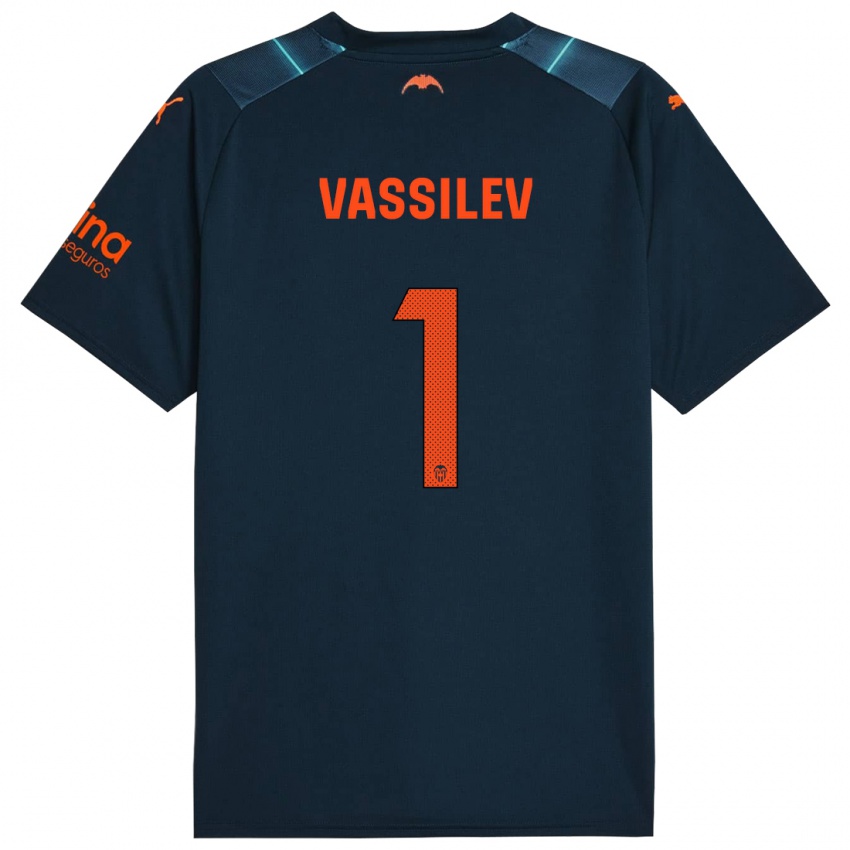 Kinder David Vassilev #1 Marineblau Auswärtstrikot Trikot 2023/24 T-Shirt Belgien