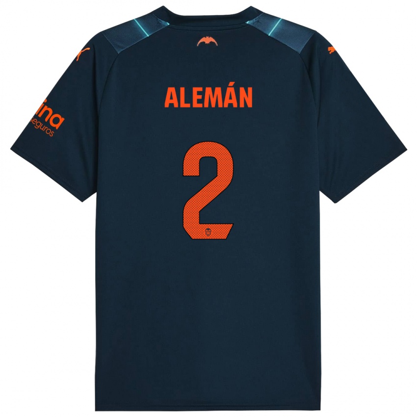 Kinder Carlos Alemán #2 Marineblau Auswärtstrikot Trikot 2023/24 T-Shirt Belgien