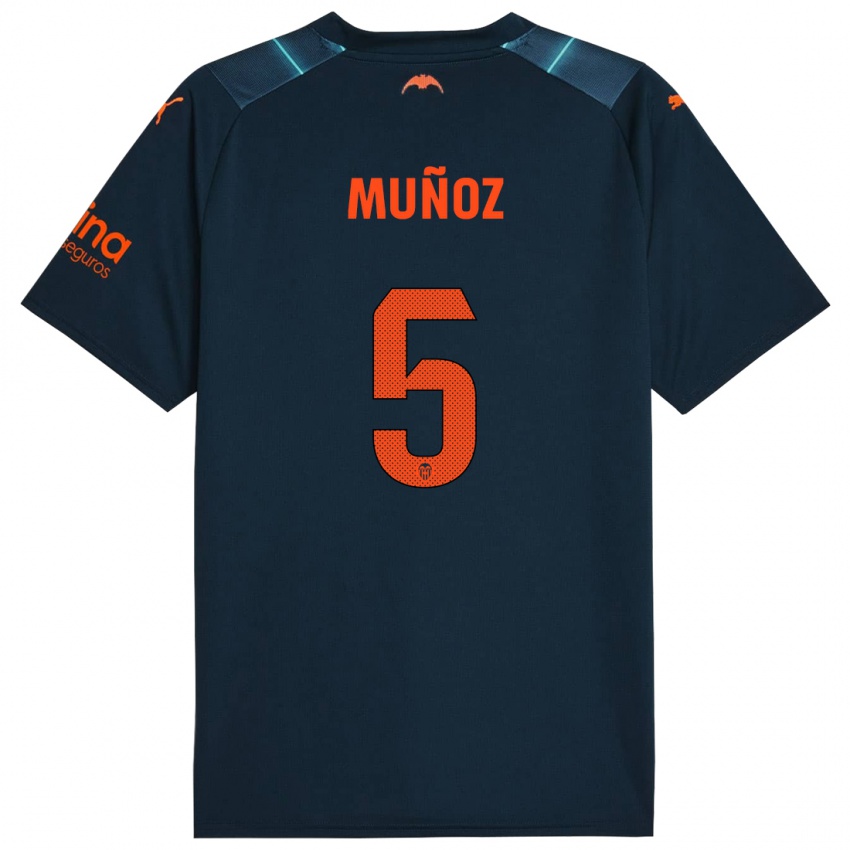 Kinder Iván Muñoz #5 Marineblau Auswärtstrikot Trikot 2023/24 T-Shirt Belgien