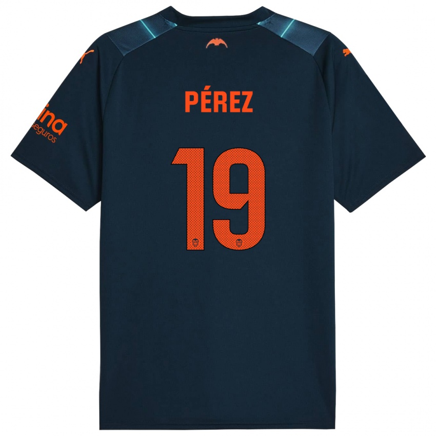 Kinder Joselu Pérez #19 Marineblau Auswärtstrikot Trikot 2023/24 T-Shirt Belgien