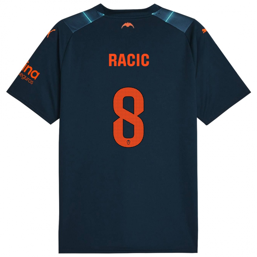 Kinder Uros Racic #8 Marineblau Auswärtstrikot Trikot 2023/24 T-Shirt Belgien