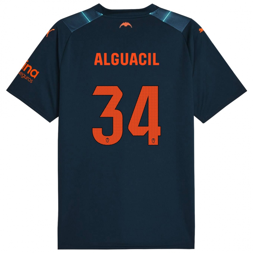 Kinder Ainhoa Alguacil #34 Marineblau Auswärtstrikot Trikot 2023/24 T-Shirt Belgien