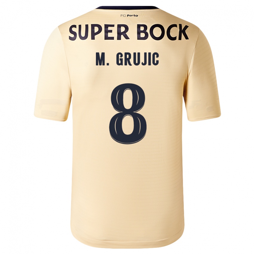 Kinder Marko Grujic #8 Beige-Gold Auswärtstrikot Trikot 2023/24 T-Shirt Belgien