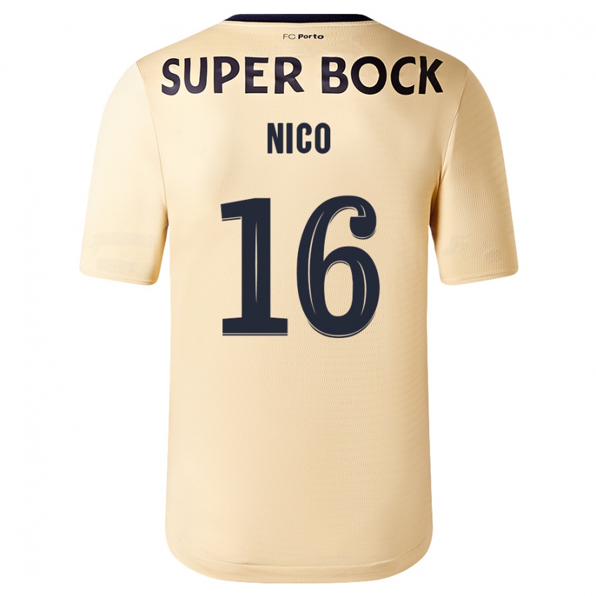 Kinder Nico Gonzalez #16 Beige-Gold Auswärtstrikot Trikot 2023/24 T-Shirt Belgien