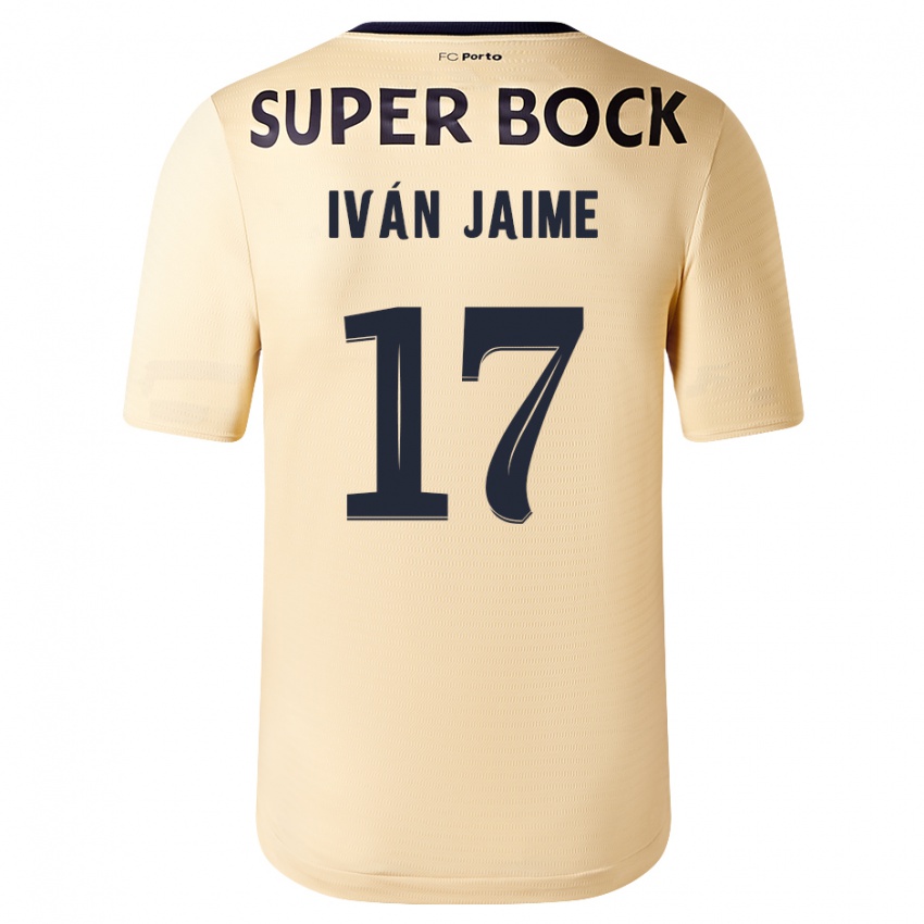 Enfant Maillot Iván Jaime #17 Beige-Doré Tenues Extérieur 2023/24 T-Shirt Belgique