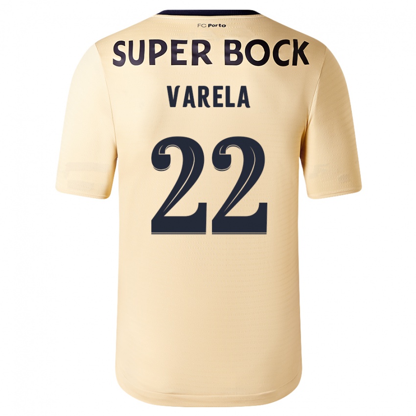 Enfant Maillot Alan Varela #22 Beige-Doré Tenues Extérieur 2023/24 T-Shirt Belgique