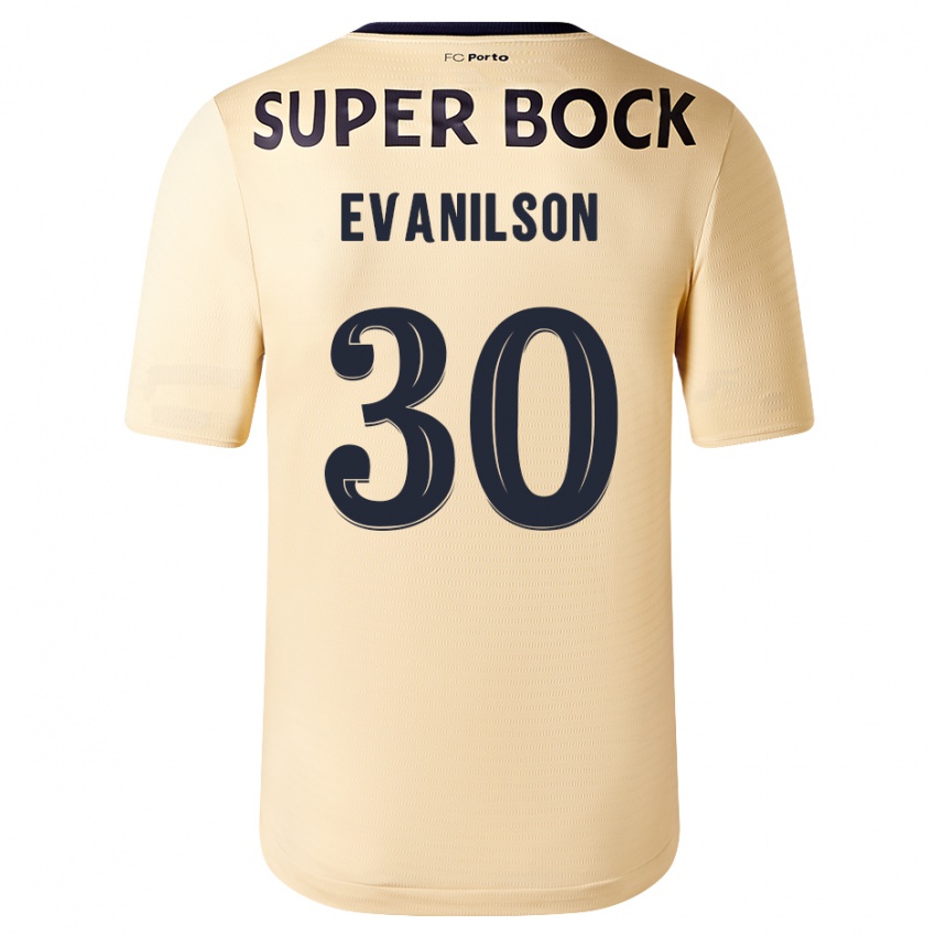 Kinder Evanilson #30 Beige-Gold Auswärtstrikot Trikot 2023/24 T-Shirt Belgien