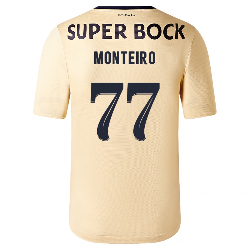 Kinder Rui Monteiro #77 Beige-Gold Auswärtstrikot Trikot 2023/24 T-Shirt Belgien