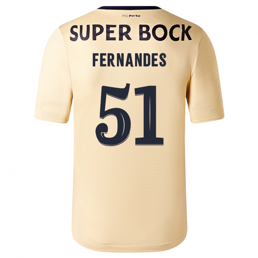 Kinder Diogo Fernandes #51 Beige-Gold Auswärtstrikot Trikot 2023/24 T-Shirt Belgien