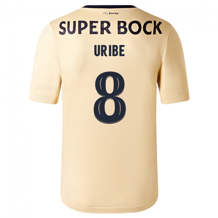 Kinderen Mateus Uribe #8 Beige-Gouden Uitshirt Uittenue 2023/24 T-Shirt België