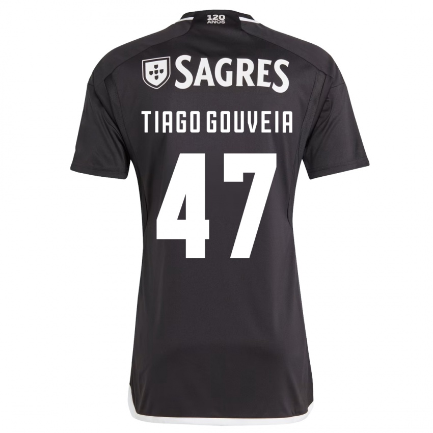 Kinder Tiago Gouveia #47 Schwarz Auswärtstrikot Trikot 2023/24 T-Shirt Belgien