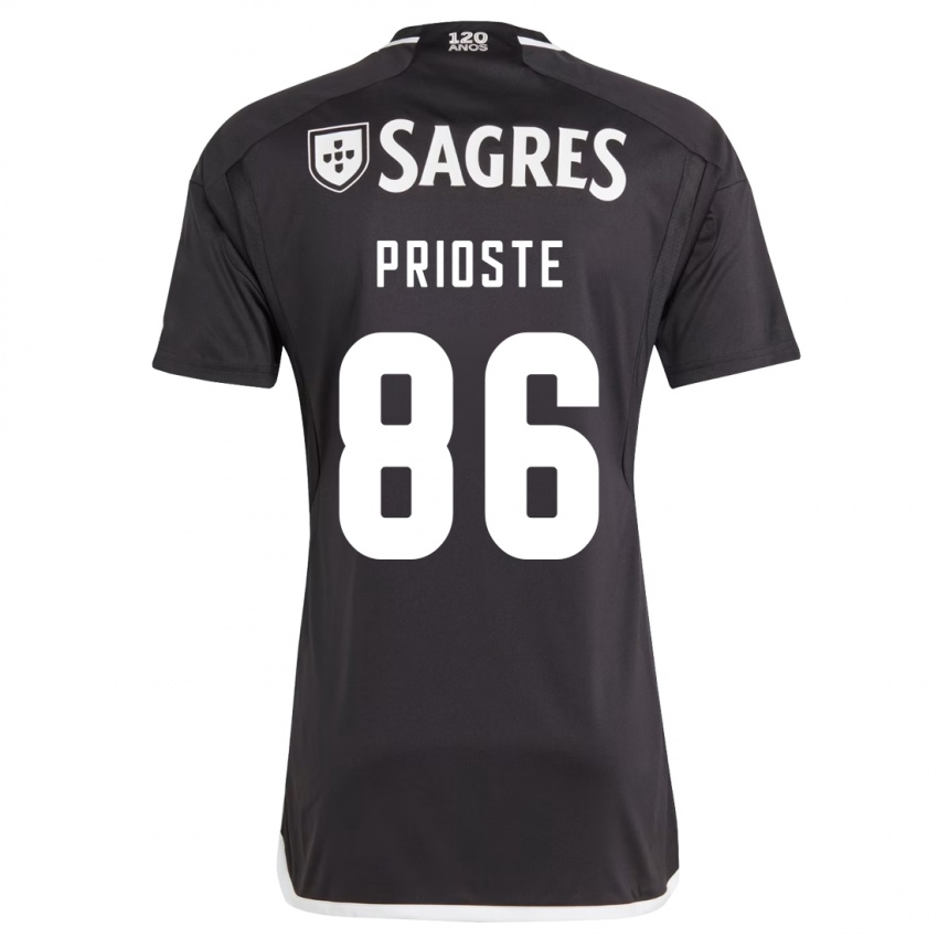 Kinder Diogo Prioste #86 Schwarz Auswärtstrikot Trikot 2023/24 T-Shirt Belgien