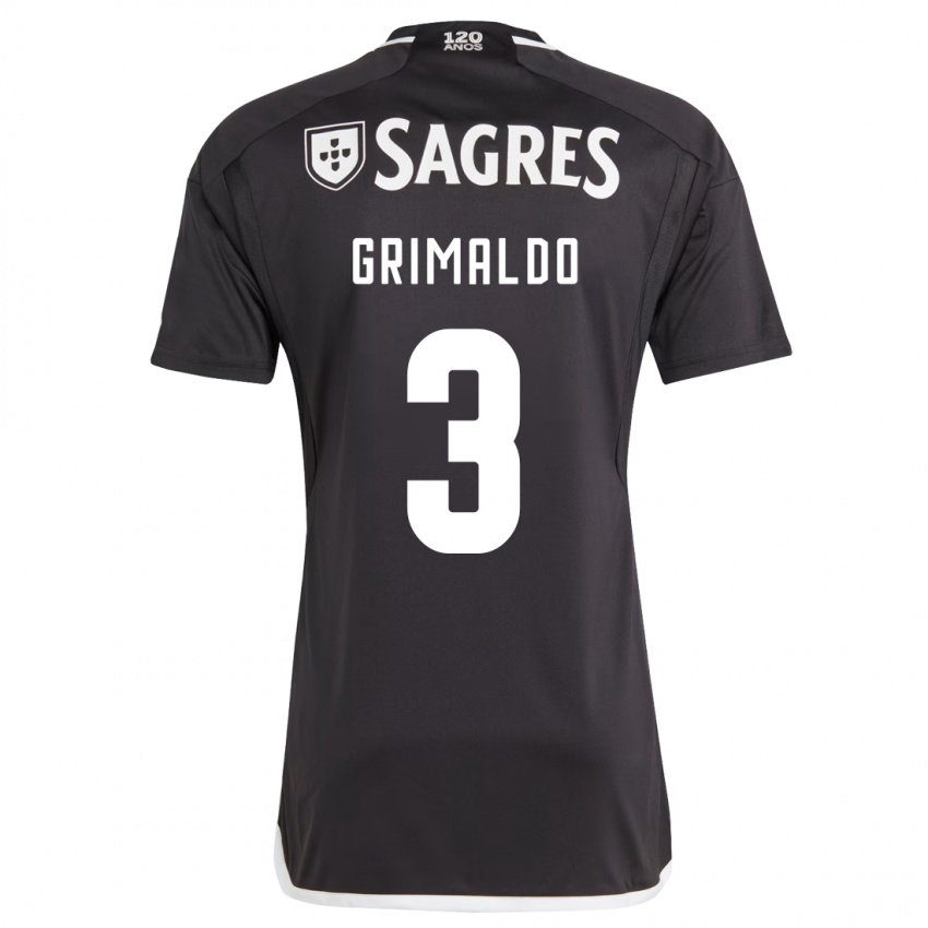 Kinder Alejandro Grimaldo #3 Schwarz Auswärtstrikot Trikot 2023/24 T-Shirt Belgien