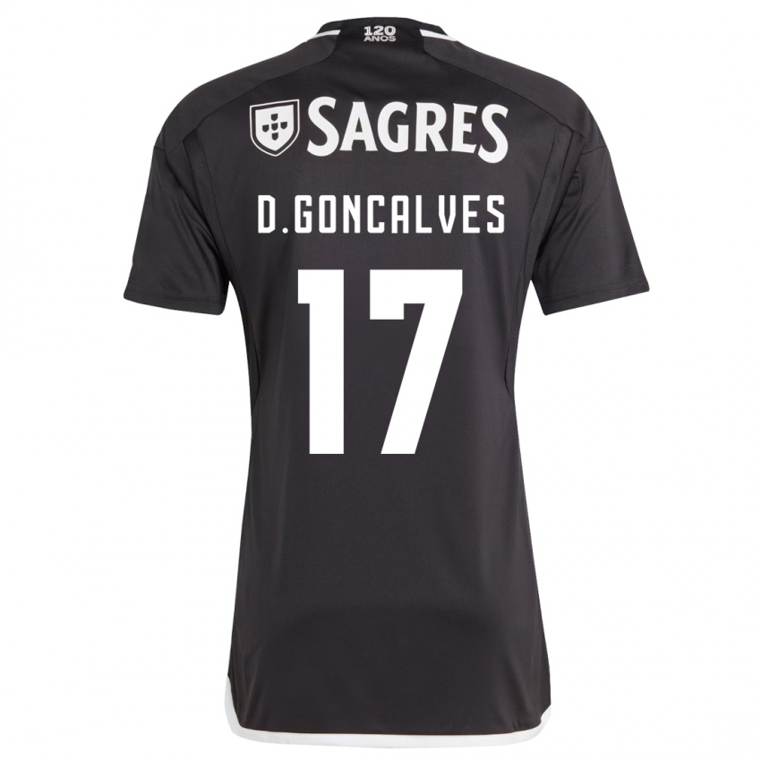 Kinder Diogo Goncalves #17 Schwarz Auswärtstrikot Trikot 2023/24 T-Shirt Belgien
