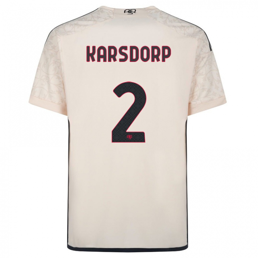 Kinderen Rick Karsdorp #2 Gebroken Wit Uitshirt Uittenue 2023/24 T-Shirt België